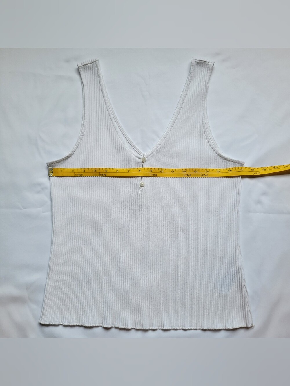 H&M White Ribbed Tank Ruffle Bottom Shirt Large - Picture 3 of 8
